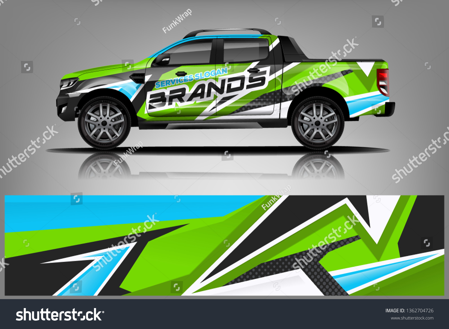 Truck decal wrap design vector. Graphic abstract stripe racing background kit designs for vehicle, race car, rally, adventure and livery - Vector - Vector dekal