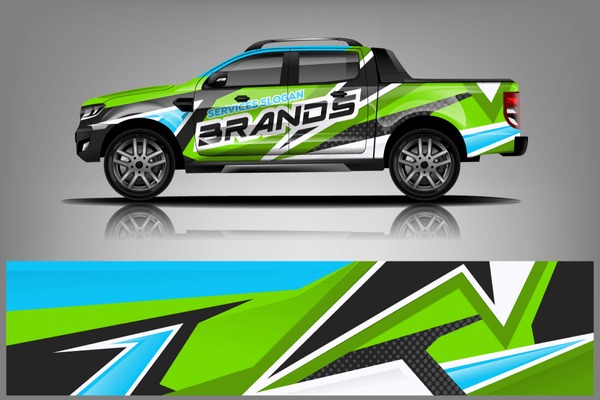 Truck decal wrap design vector. Graphic abstract stripe racing background kit designs for vehicle, race car, rally, adventure and livery - Vector - Vector dekal