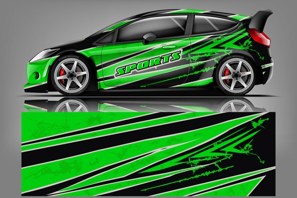 Car decal wrap design vector. Graphic abstract stripe racing background kit designs for vehicle, race car, rally, adventure and livery - Vector dekal