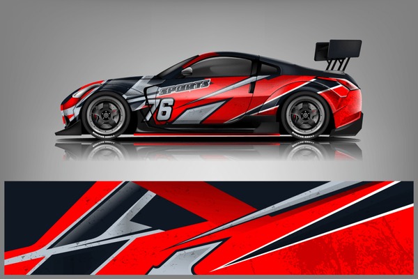 Sport Car decal wrap design vector. Graphic abstract stripe racing background kit designs for vehicle, race car, rally, adventure and livery - Vector dekal