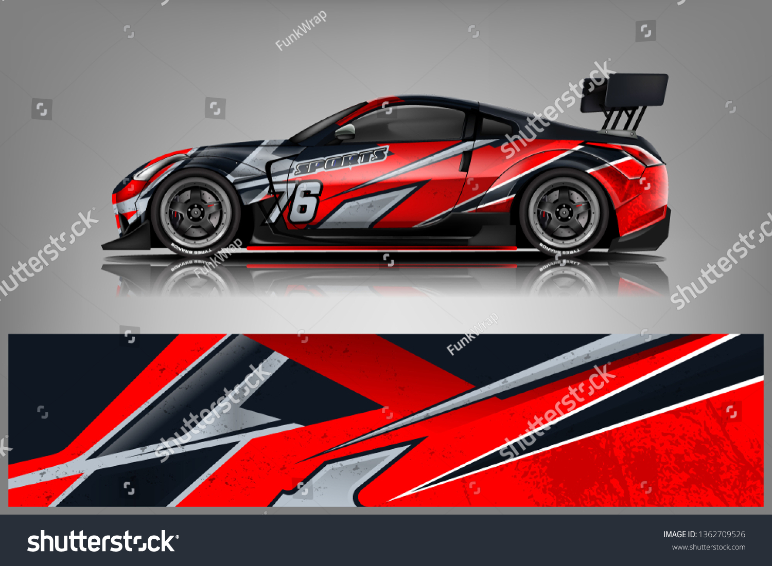 Sport Car decal wrap design vector. Graphic abstract stripe racing background kit designs for vehicle, race car, rally, adventure and livery - Vector dekal