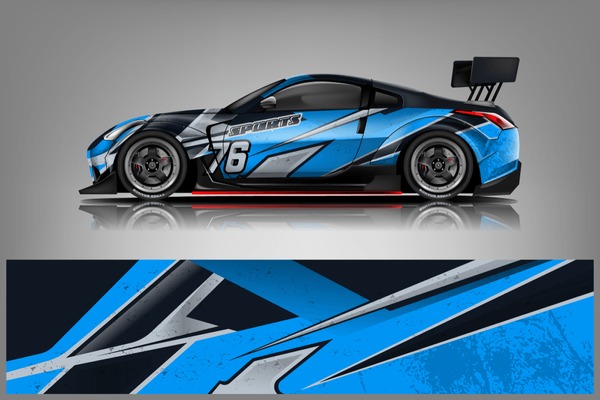 Sport Car decal wrap design vector. Graphic abstract stripe racing background kit designs for vehicle, race car, rally, adventure and livery - Vector dekal