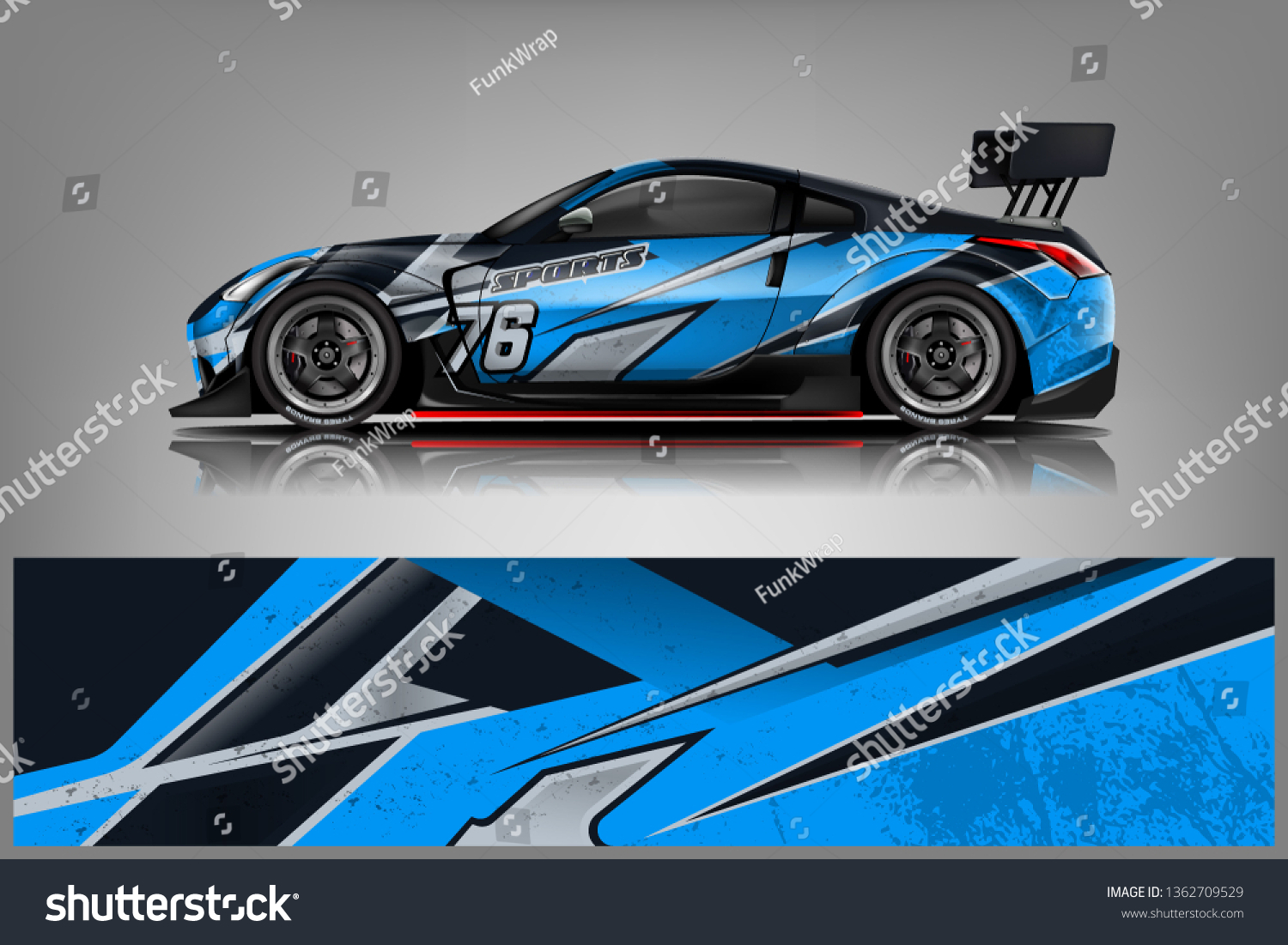 Sport Car decal wrap design vector. Graphic abstract stripe racing background kit designs for vehicle, race car, rally, adventure and livery - Vector dekal