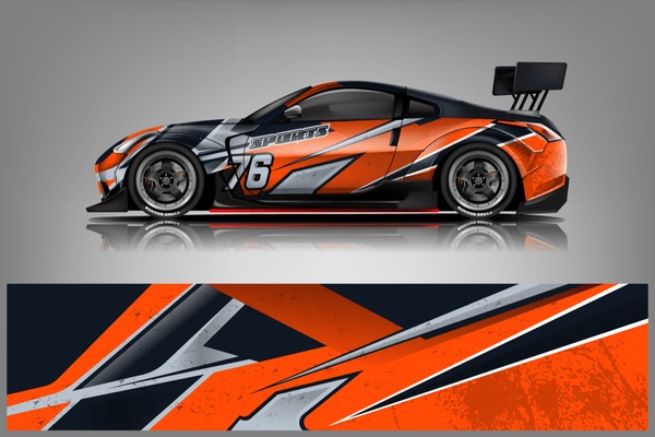 Sport Car decal wrap design vector. Graphic abstract stripe racing background kit designs for vehicle, race car, rally, adventure and livery - Vector dekal