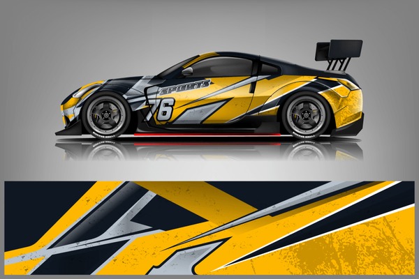 Sport Car decal wrap design vector. Graphic abstract stripe racing background kit designs for vehicle, race car, rally, adventure and livery - Vector dekal