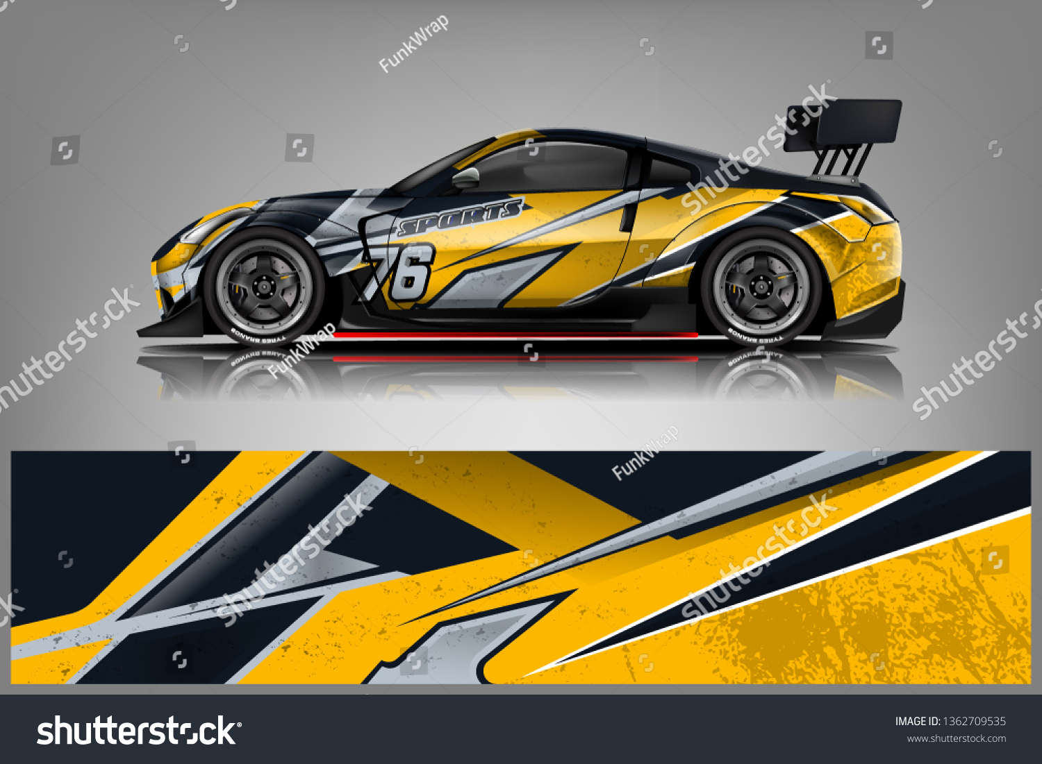 Sport Car decal wrap design vector. Graphic abstract stripe racing background kit designs for vehicle, race car, rally, adventure and livery - Vector dekal