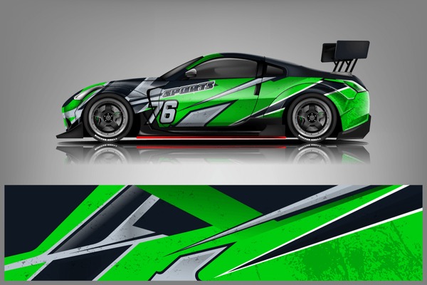 Sport Car decal wrap design vector. Graphic abstract stripe racing background kit designs for vehicle, race car, rally, adventure and livery - Vector dekal