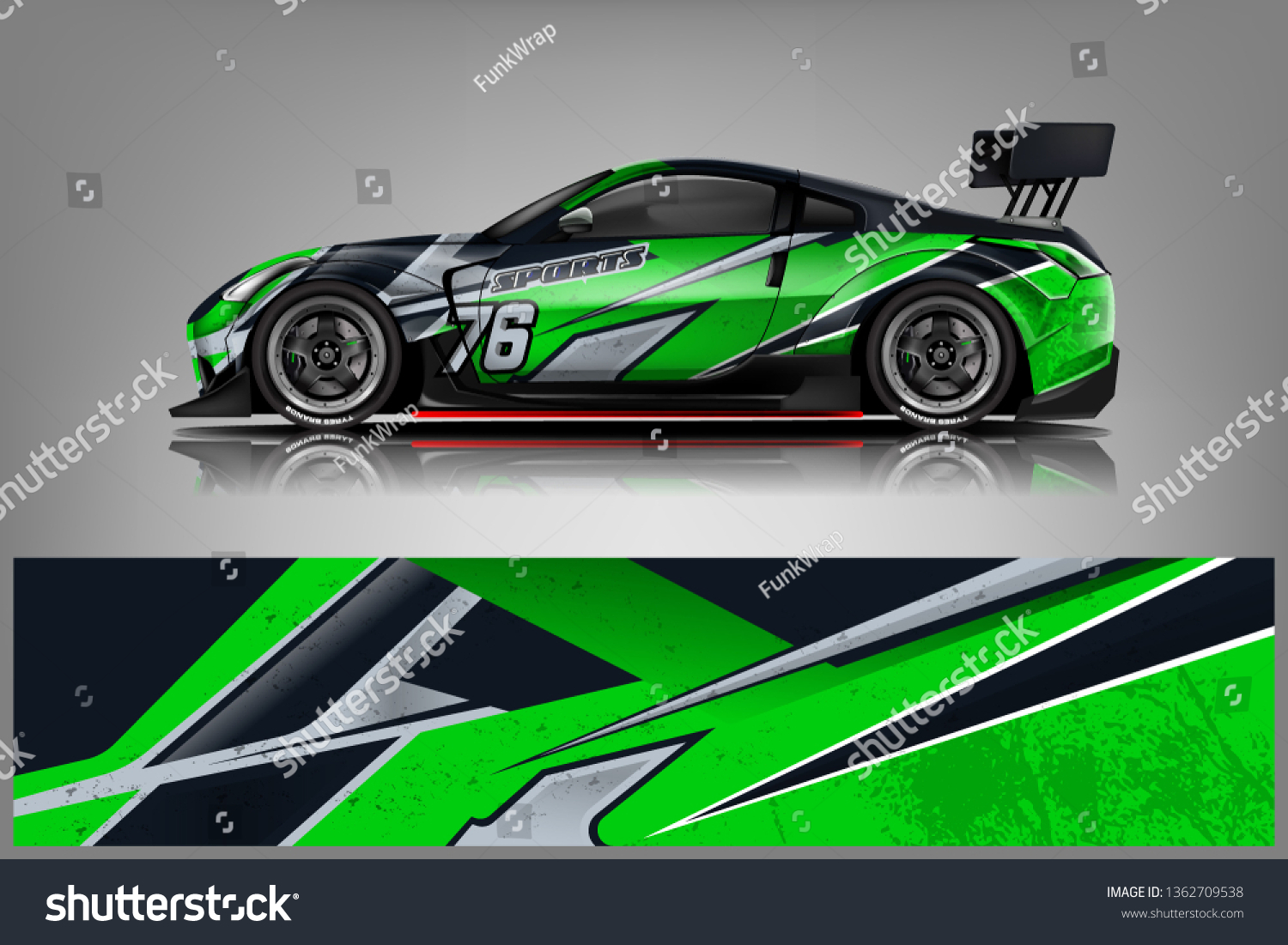 Sport Car decal wrap design vector. Graphic abstract stripe racing background kit designs for vehicle, race car, rally, adventure and livery - Vector dekal