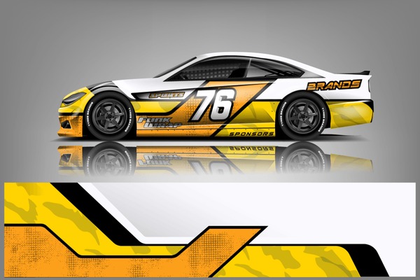 Car decal wrap design vector. Graphic abstract stripe racing background kit designs for wrap vehicle, race car, nascar car, rally, adventure and livery dekal