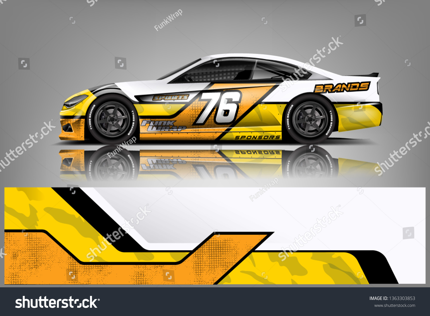Car decal wrap design vector. Graphic abstract stripe racing background kit designs for wrap vehicle, race car, nascar car, rally, adventure and livery dekal