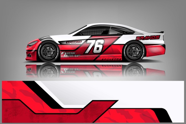 Car decal wrap design vector. Graphic abstract stripe racing background kit designs for wrap vehicle, race car, nascar car, rally, adventure and livery dekal