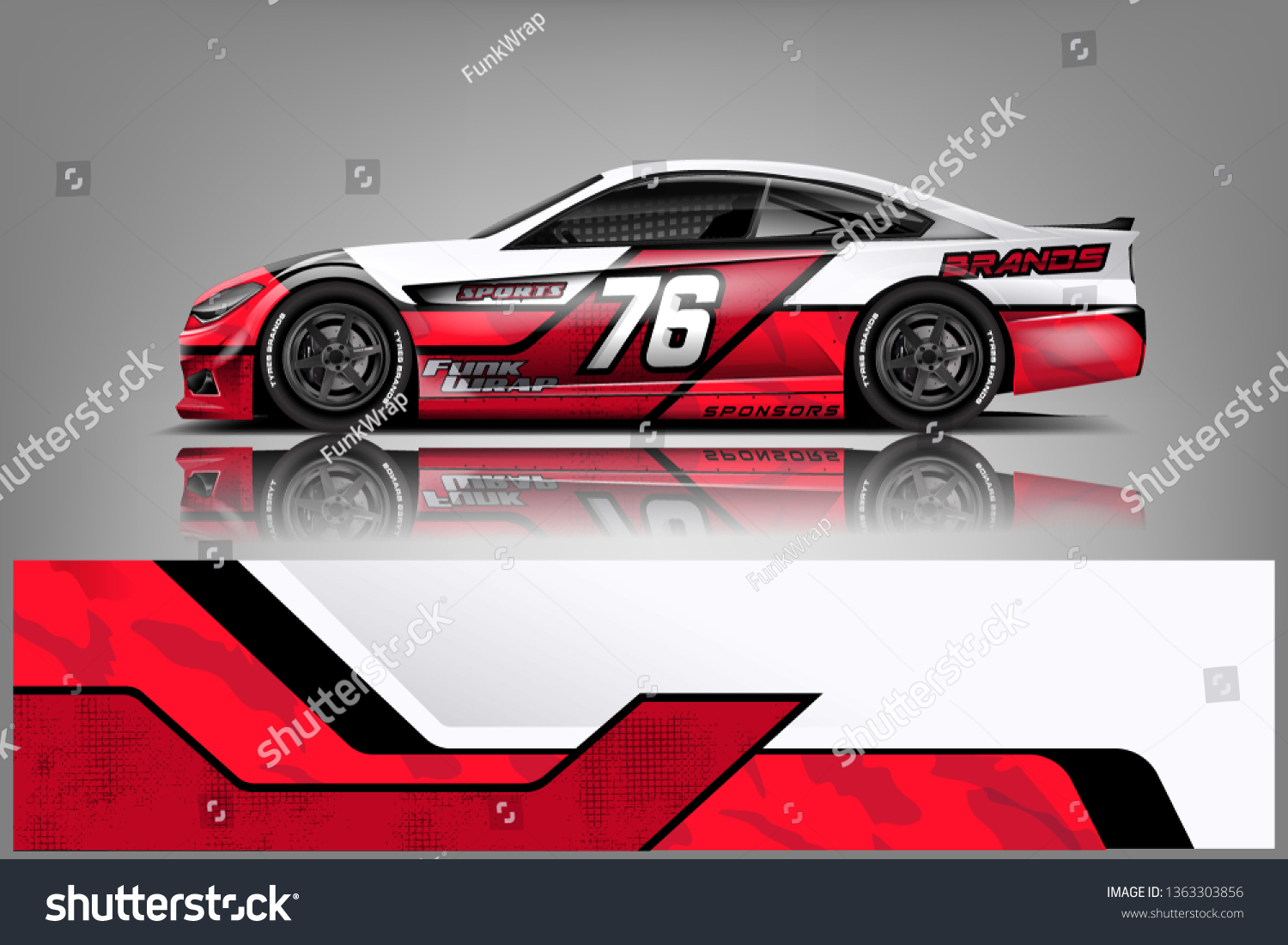Car decal wrap design vector. Graphic abstract stripe racing background kit designs for wrap vehicle, race car, nascar car, rally, adventure and livery dekal