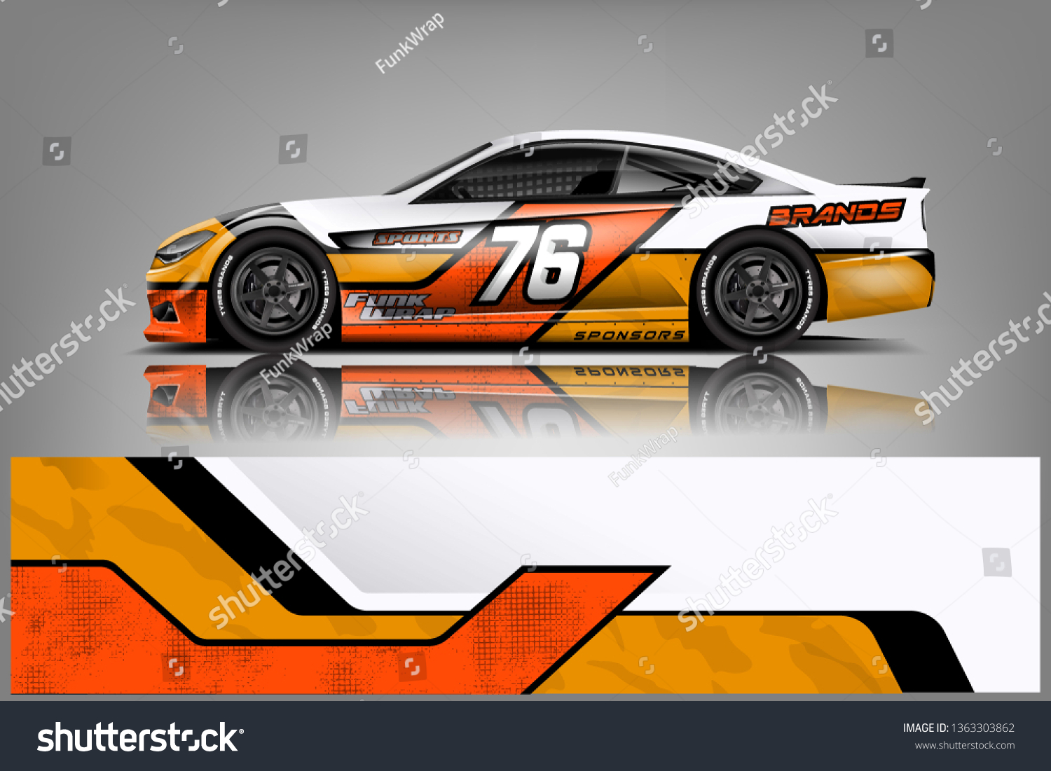 Car decal wrap design vector. Graphic abstract stripe racing background kit designs for wrap vehicle, race car, nascar car, rally, adventure and livery dekal