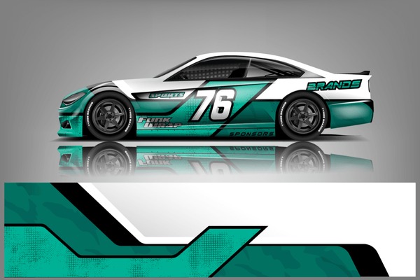 Car decal wrap design vector. Graphic abstract stripe racing background kit designs for wrap vehicle, race car, nascar car, rally, adventure and livery dekal
