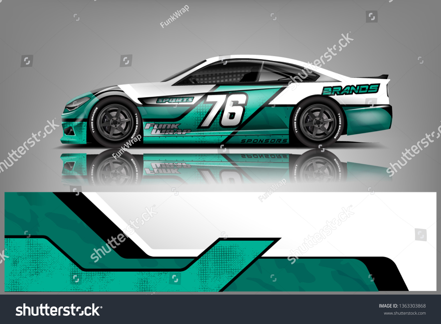 Car decal wrap design vector. Graphic abstract stripe racing background kit designs for wrap vehicle, race car, nascar car, rally, adventure and livery dekal