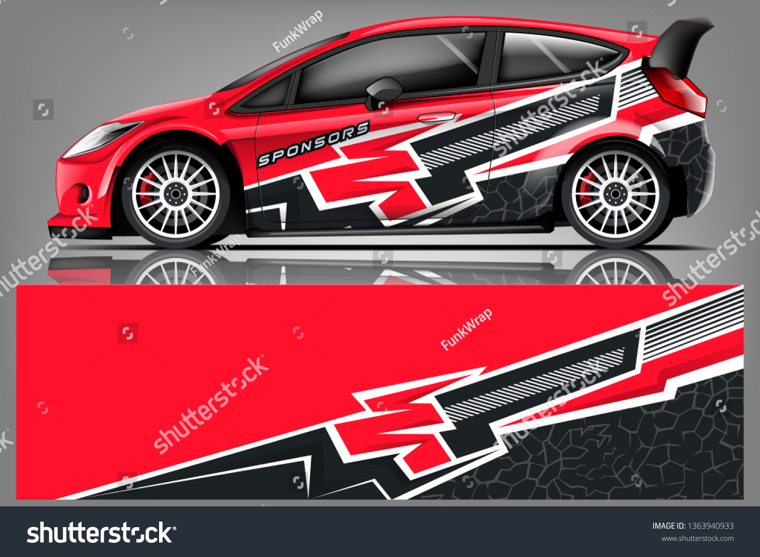 Car decal wrap design vector. Graphic abstract stripe racing background kit designs for vehicle, race car, rally, adventure and livery dekal