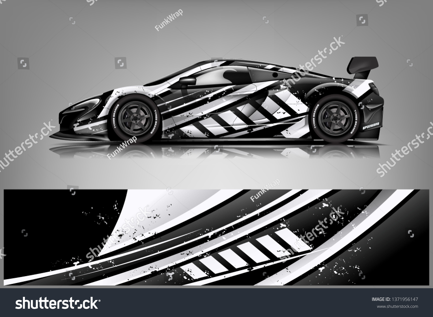 Car decal wrap design vector. Graphic abstract stripe racing background kit designs for vehicle, race car, rally, adventure and livery dekal