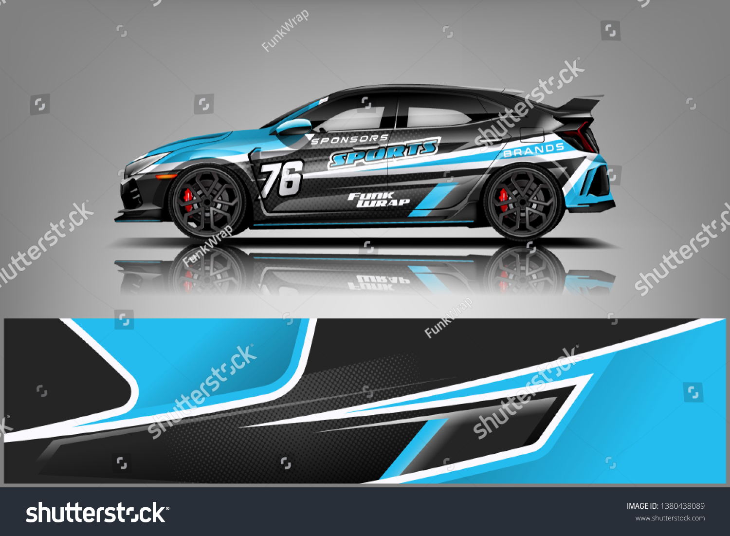 Racing car wrap design. sedan hatchback wrap design. abstract background with vector dekal