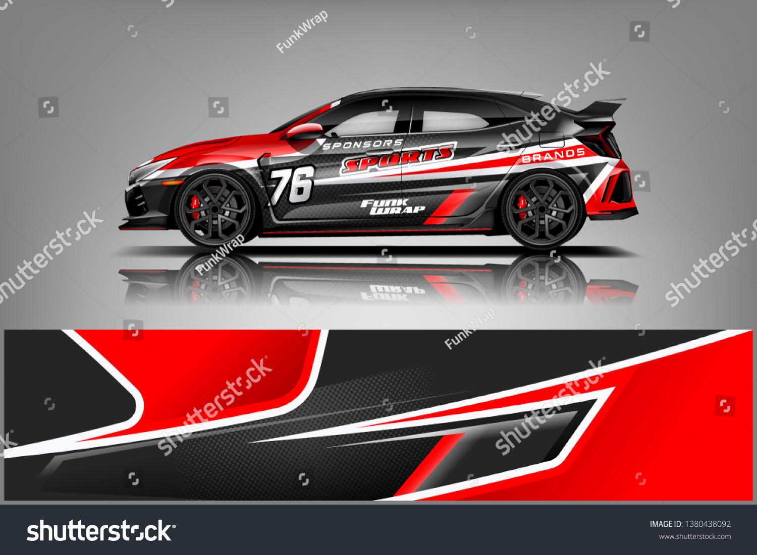 Racing car wrap design. sedan hatchback wrap design. abstract background with vector dekal