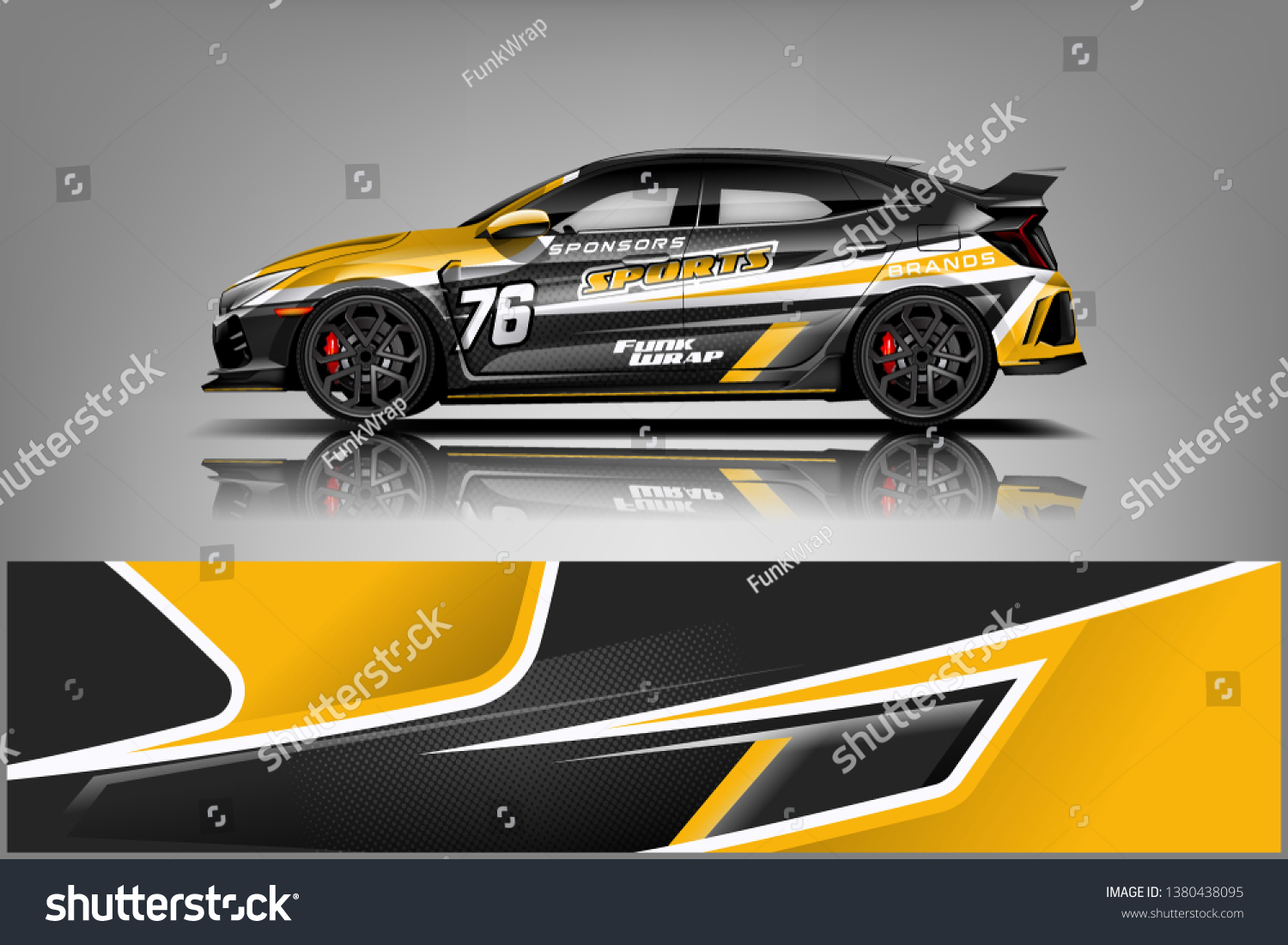 Racing car wrap design. sedan hatchback wrap design. abstract background with vector dekal