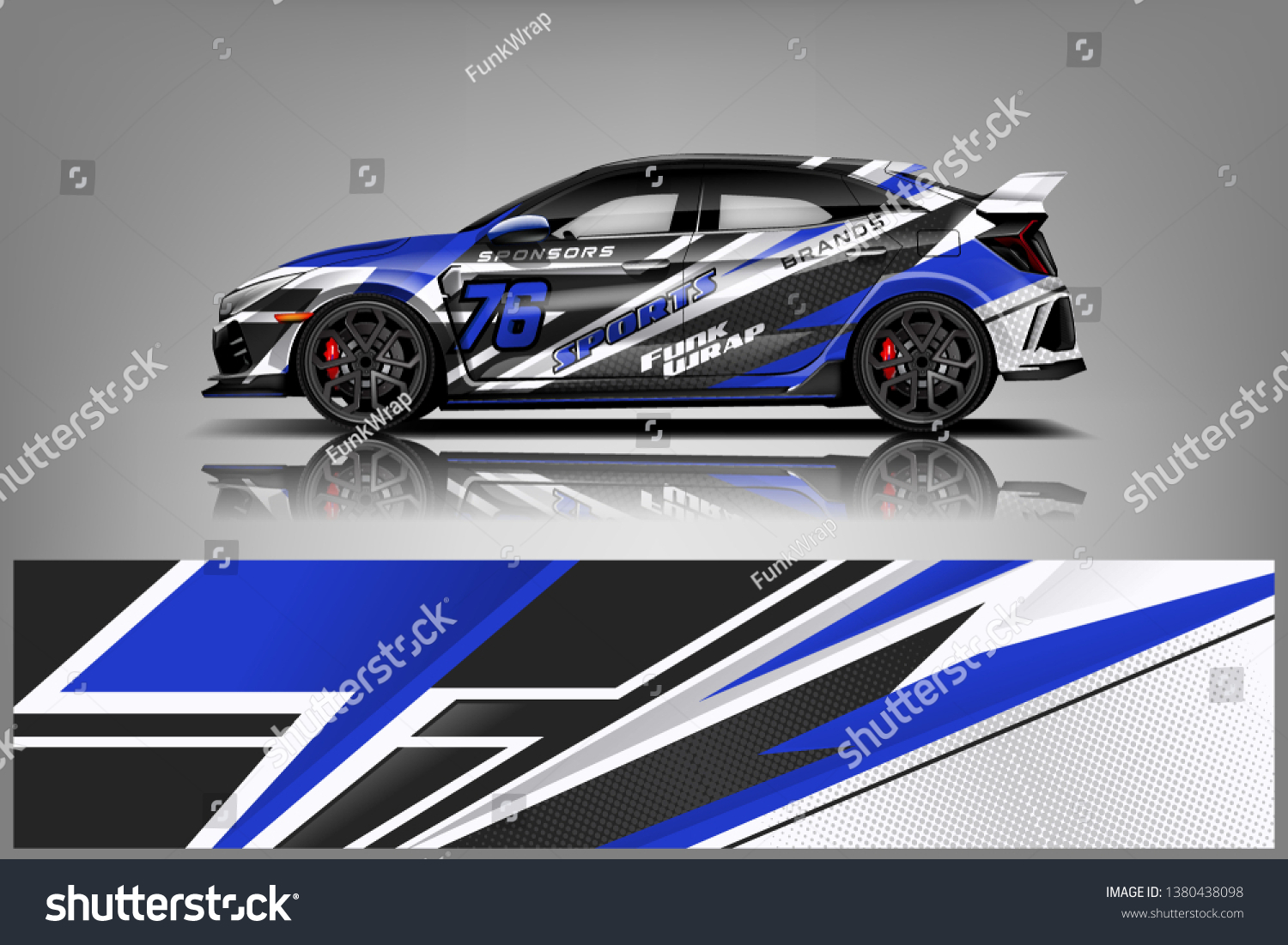 Racing car wrap design. sedan hatchback wrap design. abstract background with vector dekal