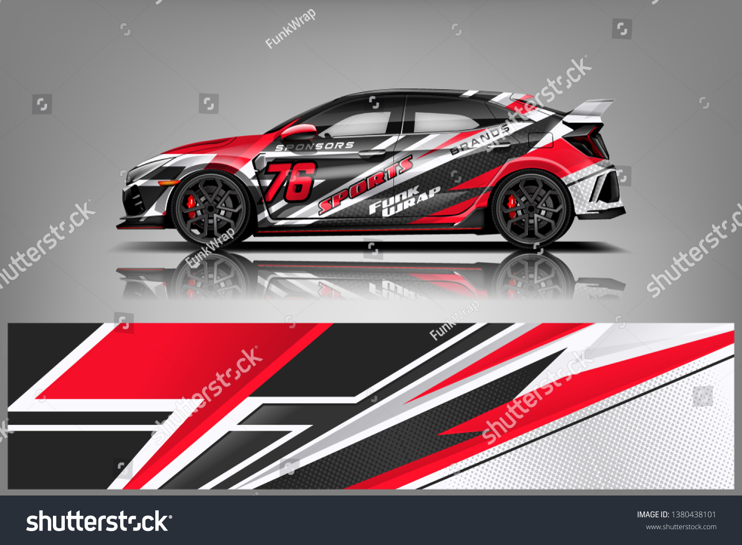 Racing car wrap design. sedan hatchback wrap design. abstract background with vector dekal