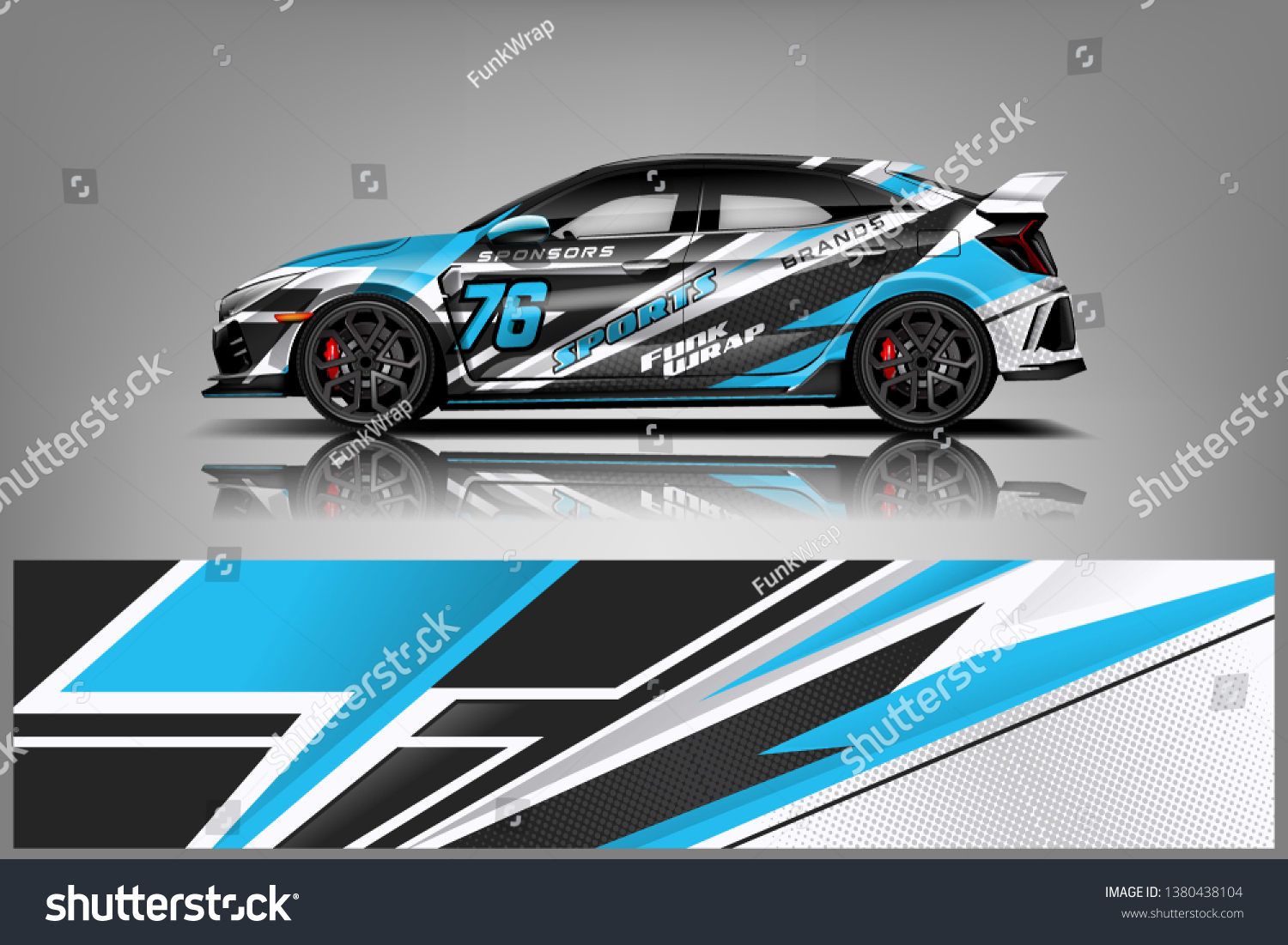 Racing car wrap design. sedan hatchback wrap design. abstract background with vector dekal