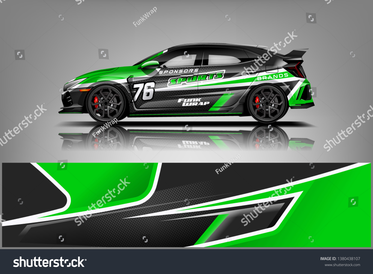 Racing car wrap design. sedan hatchback wrap design. abstract background with vector dekal