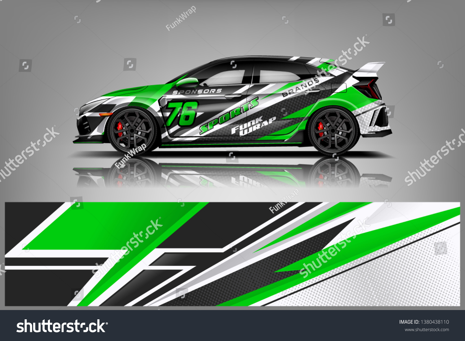 Racing car wrap design. sedan hatchback wrap design. abstract background with vector dekal