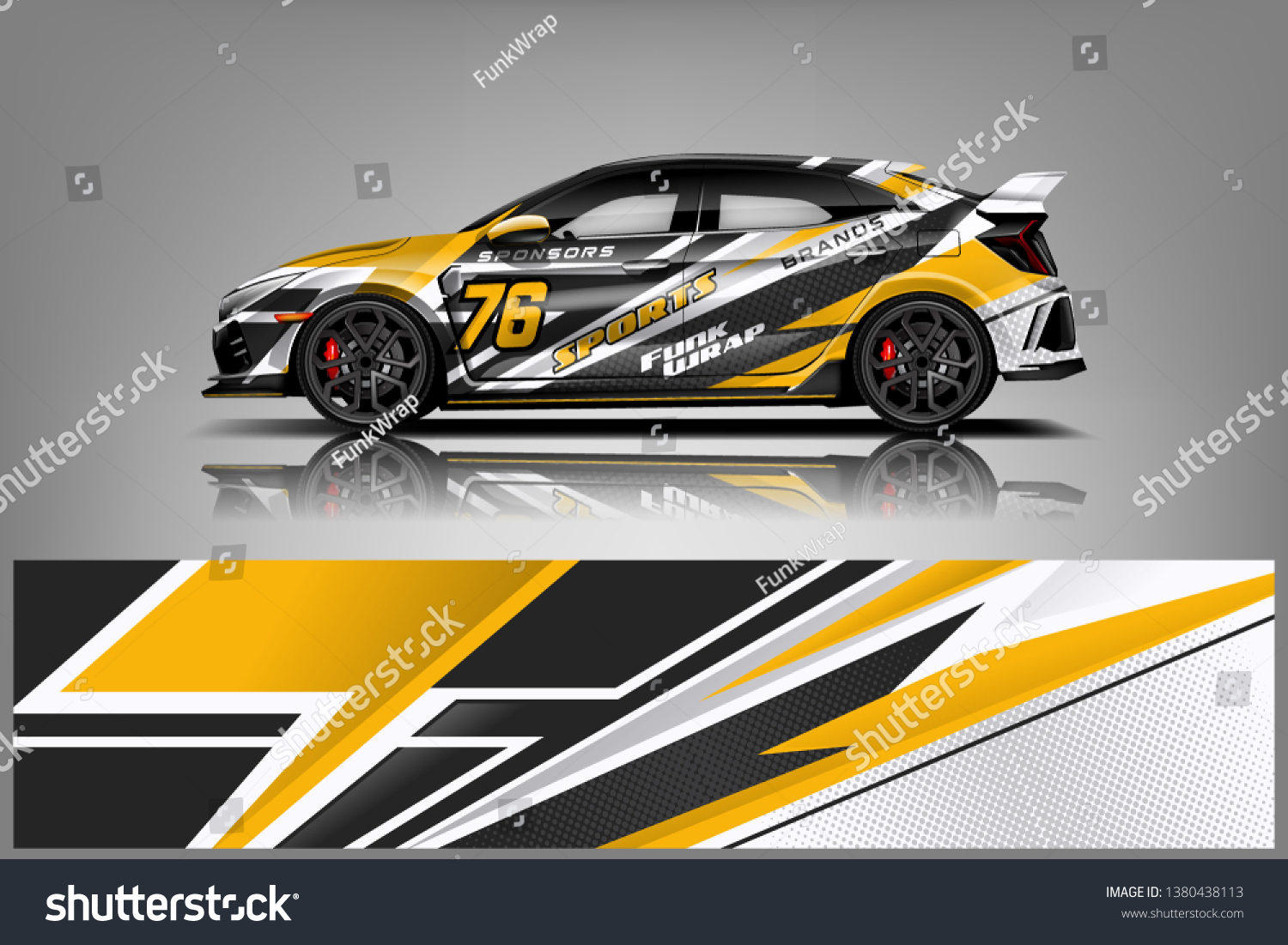 Racing car wrap design. sedan hatchback wrap design. abstract background with vector dekal