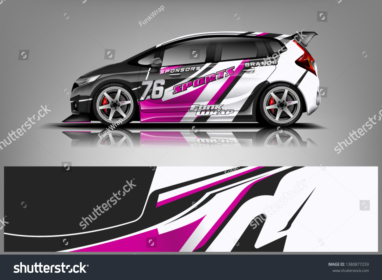 Car decal wrap design vector. Graphic abstract stripe racing background kit designs for vehicle, race car, rally, adventure and livery dekal