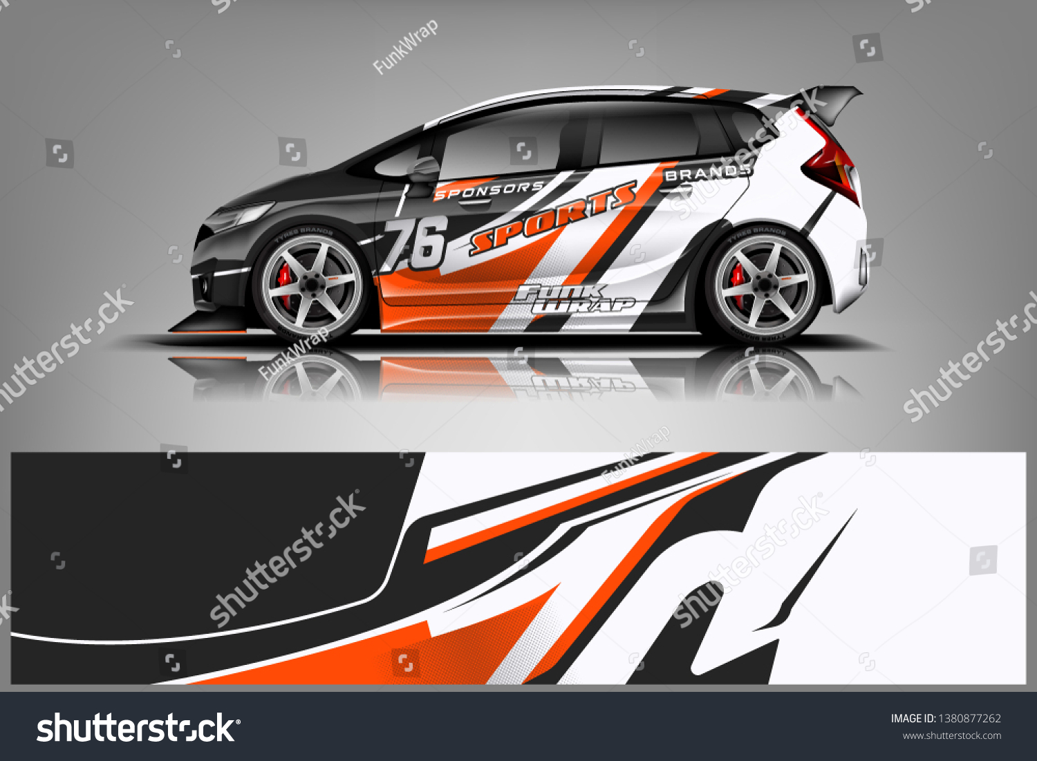 Car decal wrap design vector. Graphic abstract stripe racing background kit designs for vehicle, race car, rally, adventure and livery dekal