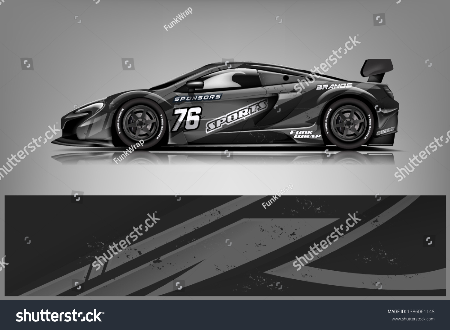 Sport car racing wrap design. vector design dekal