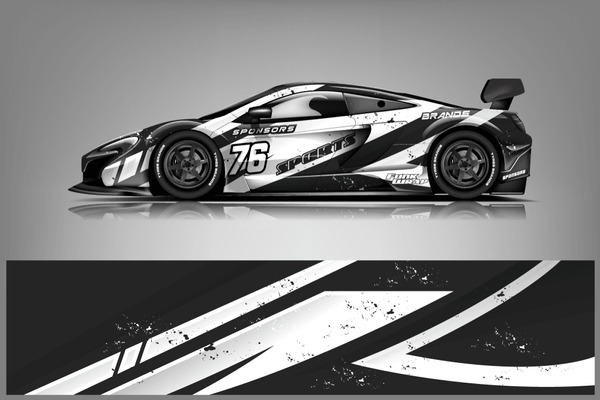 Sport car racing wrap design. vector design dekal