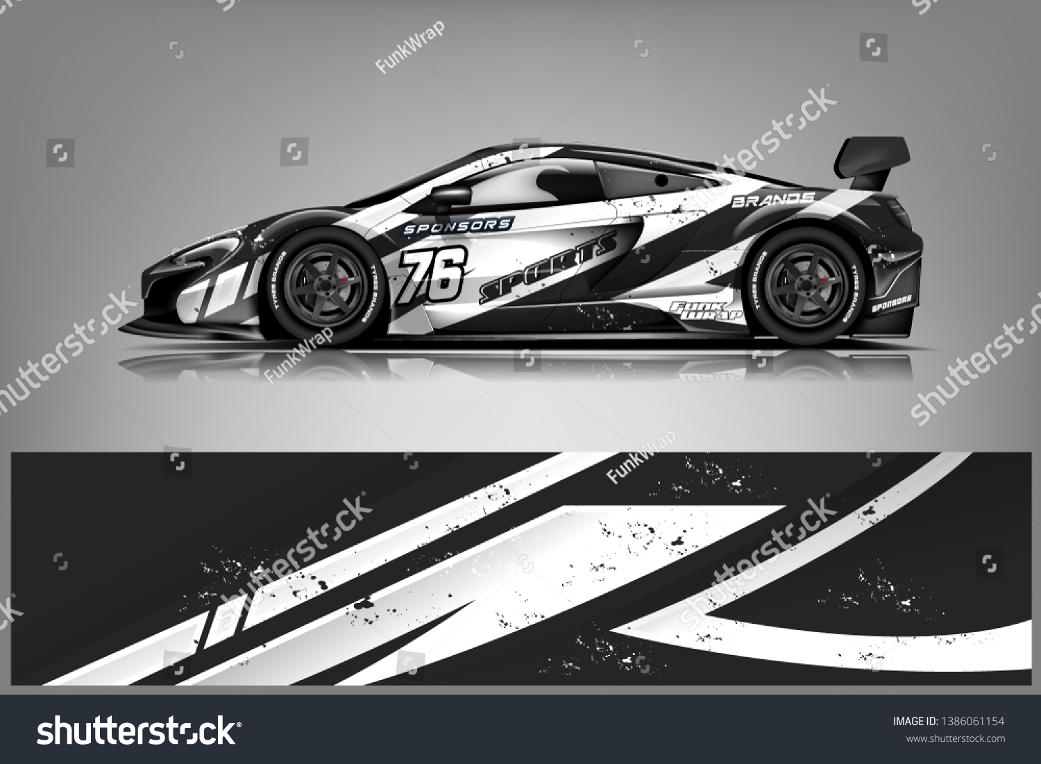 Sport car racing wrap design. vector design dekal