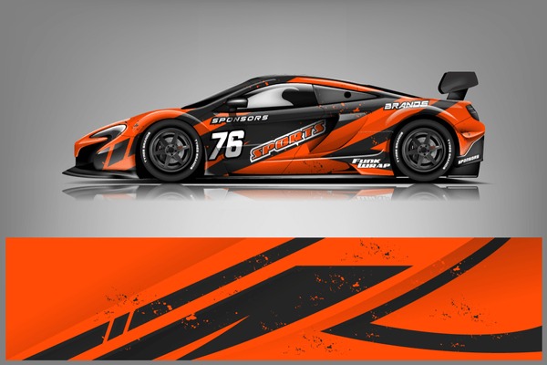 Sport car racing wrap design. vector design dekal