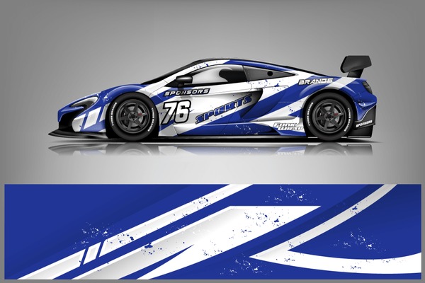 Sport car racing wrap design. vector design dekal