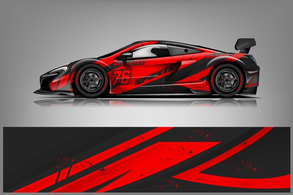 Sport car racing wrap design. vector design dekal