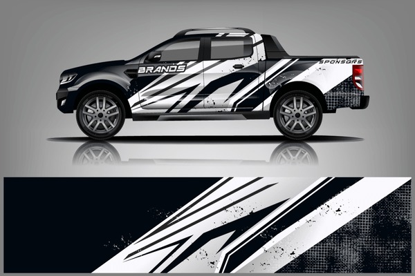 truck and car decal design vector kit. abstract background graphics for vehicle advertisement and vinyl wrap dekal