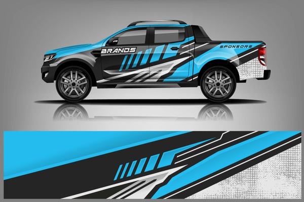 truck and car decal design vector kit. abstract background graphics for vehicle advertisement and vinyl wrap dekal