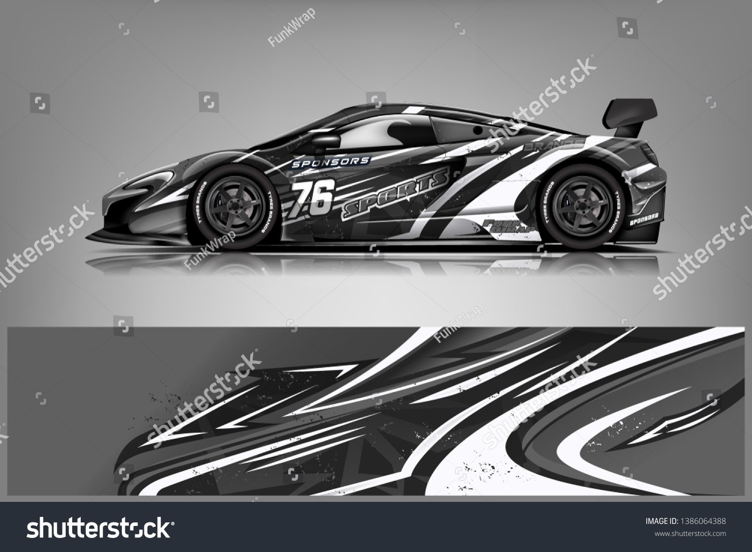 Sport car racing wrap design. vector design dekal