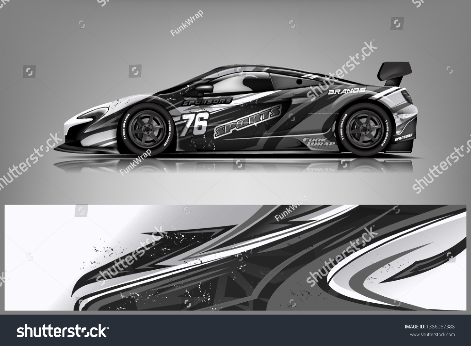 Sport car racing wrap design. vector design dekal