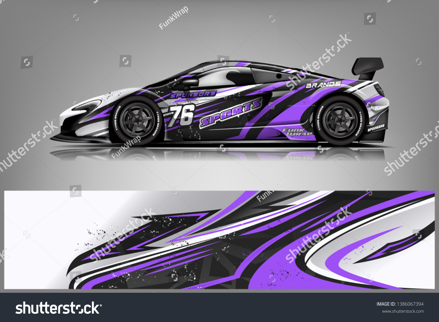 Sport car racing wrap design. vector design dekal