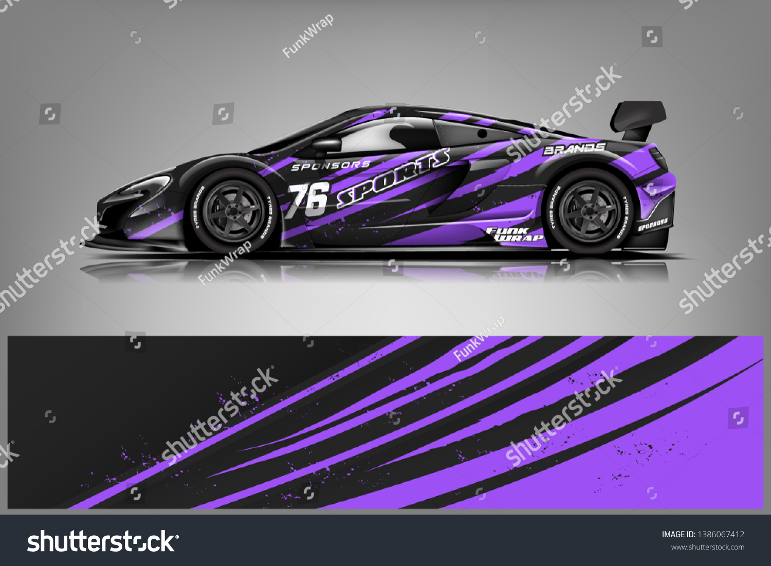 Sport car racing wrap design. vector design dekal
