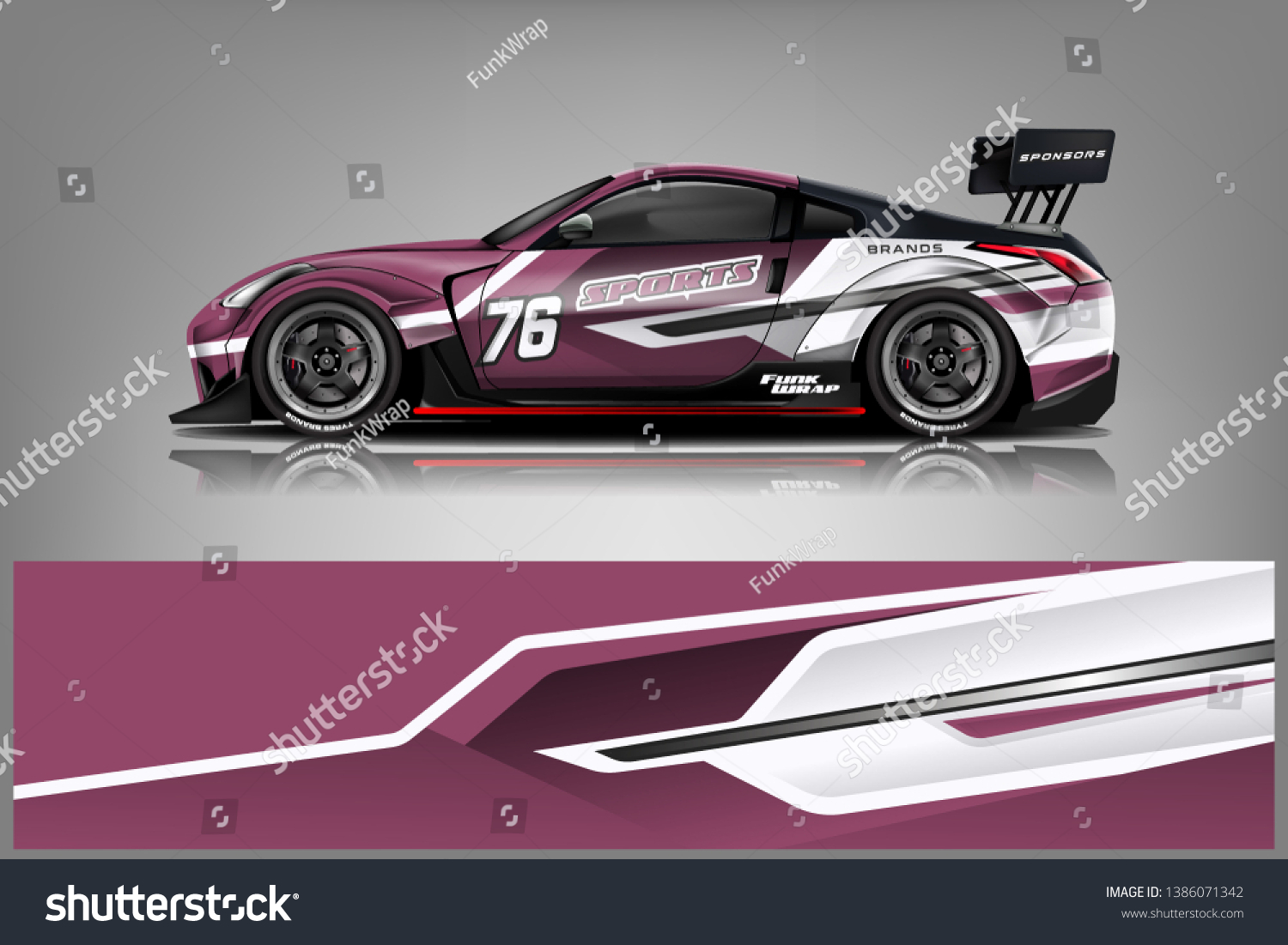 Car wrap design vector, truck and cargo van decal. Graphic abstract stripe racing background designs for vehicle, rally, race, adventure and car racing livery dekal