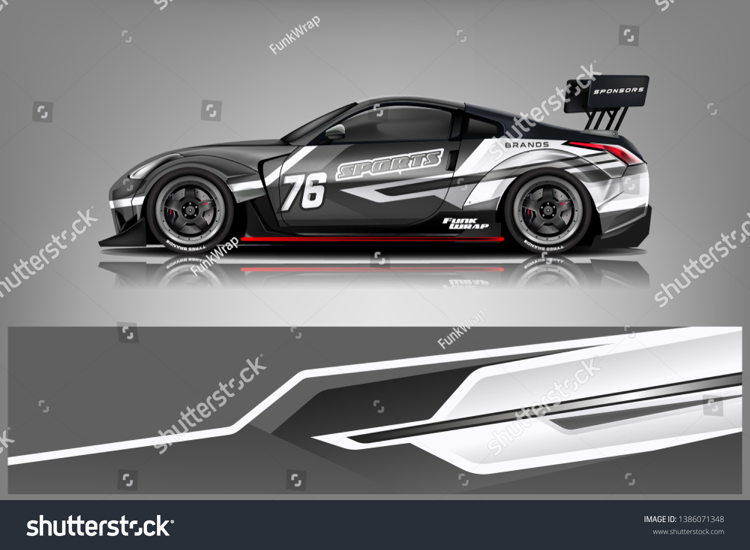 Car wrap design vector, truck and cargo van decal. Graphic abstract stripe racing background designs for vehicle, rally, race, adventure and car racing livery dekal