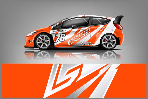 Car decal wrap design vector. Graphic abstract stripe racing background kit designs for vehicle, race car, rally, adventure and livery dekal