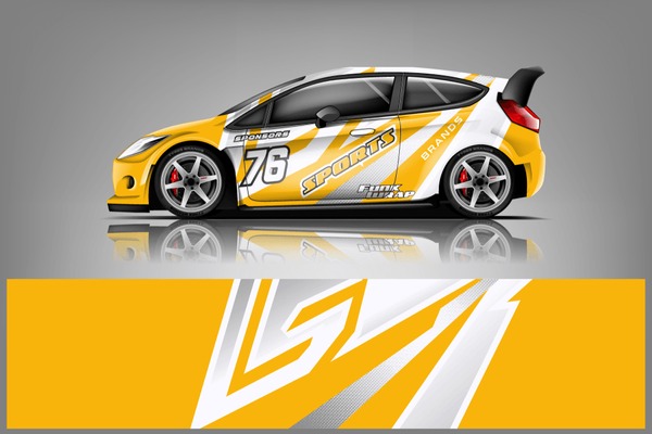 Car decal wrap design vector. Graphic abstract stripe racing background kit designs for vehicle, race car, rally, adventure and livery dekal