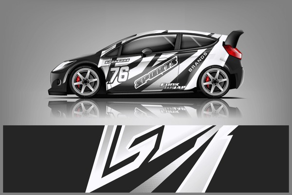 Car decal wrap design vector. Graphic abstract stripe racing background kit designs for vehicle, race car, rally, adventure and livery dekal