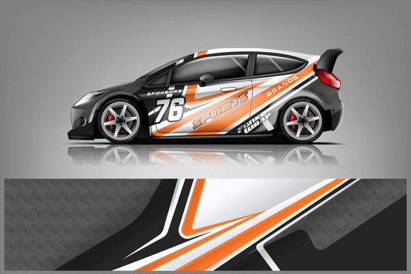 Car decal wrap design vector. Graphic abstract stripe racing background kit designs for vehicle, race car, rally, adventure and livery dekal